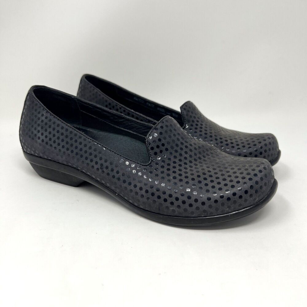 Dansko‎ Olivia EU 37 Women's 6.5-7 Slip On Shimmer Polka Dot Flats Loafers Black